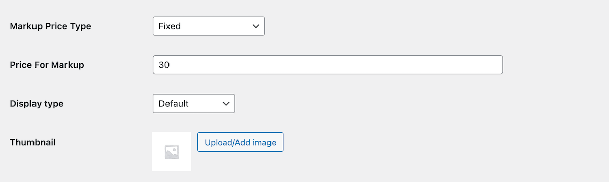Set the markup price or percentage markup for different categories of WooCommerce products.