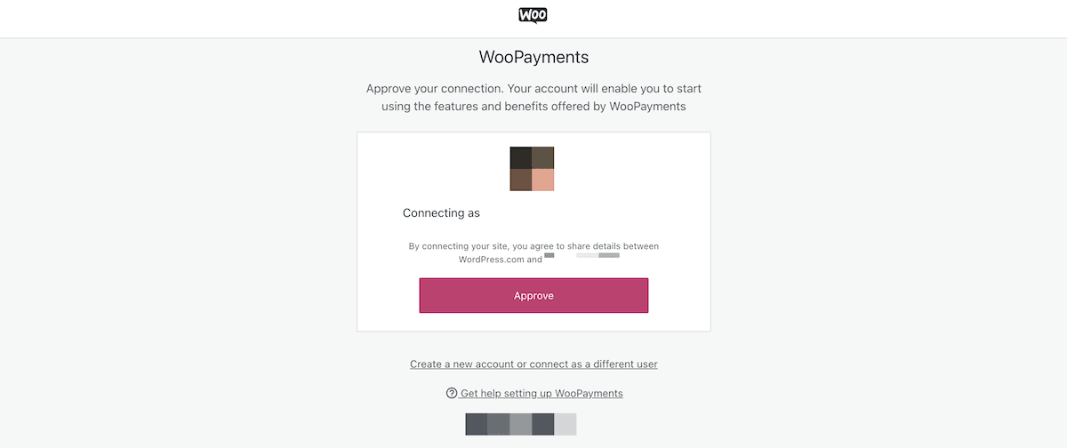 Confirming approval of the connection between WooPayments and your WooCommerce store.