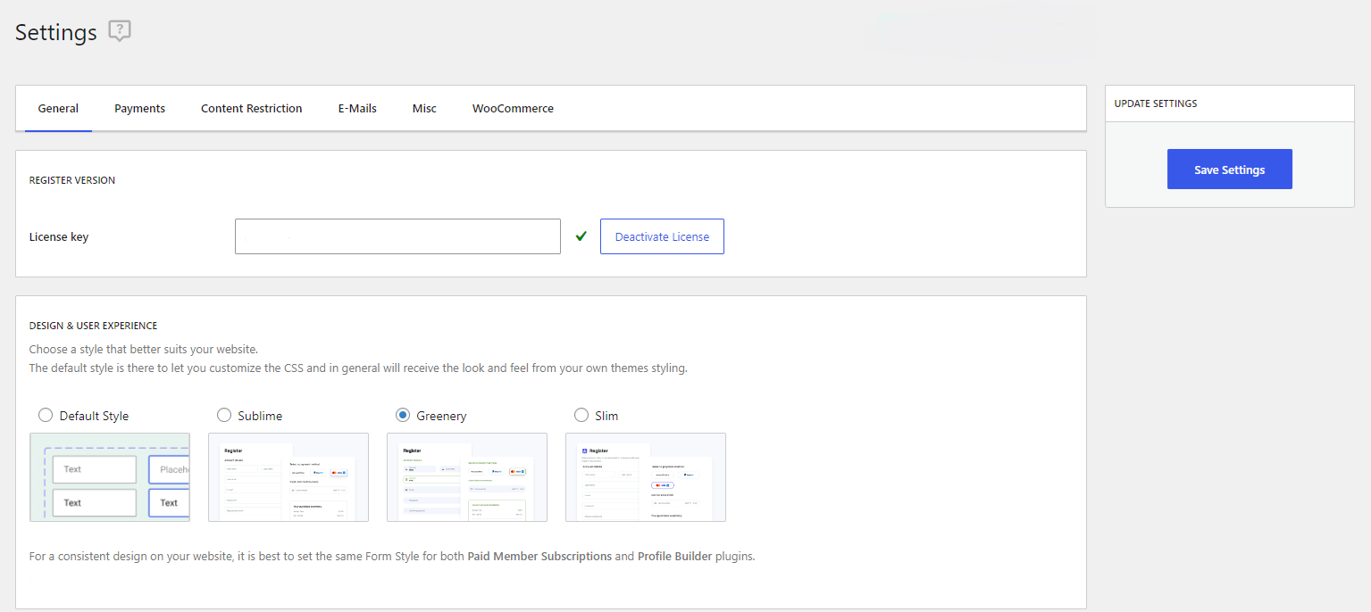Form styles for Paid Member Subscriptions