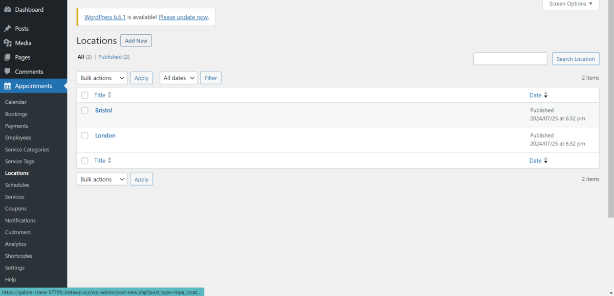 Adding dedicated locations to the Appointment Booking plugin.