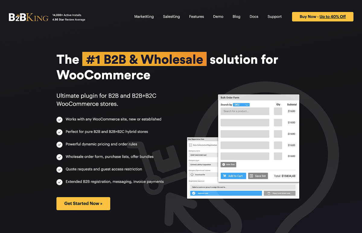 B2BKing's website homepage.