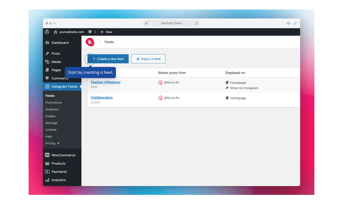 The Spotlight plugin demo screen.