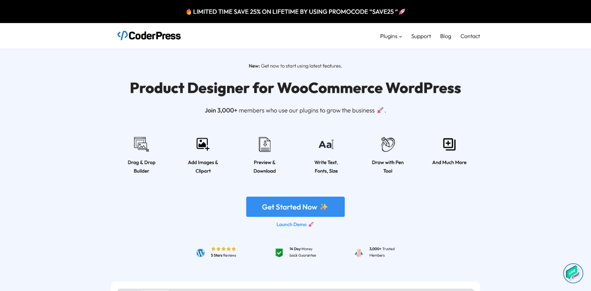 The Custom Product Builder for WordPress home page.