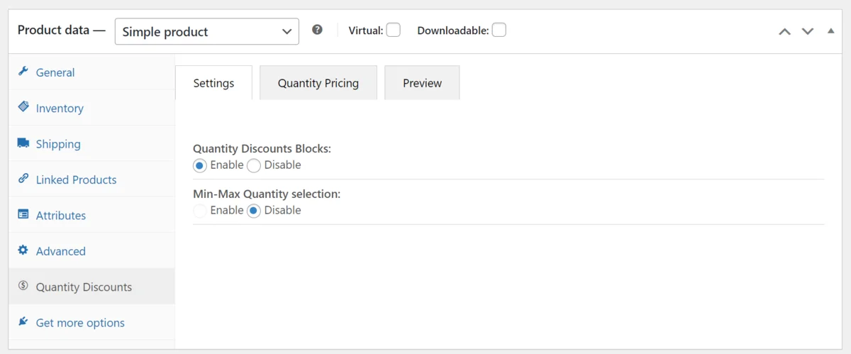 Setting up quantity discounts