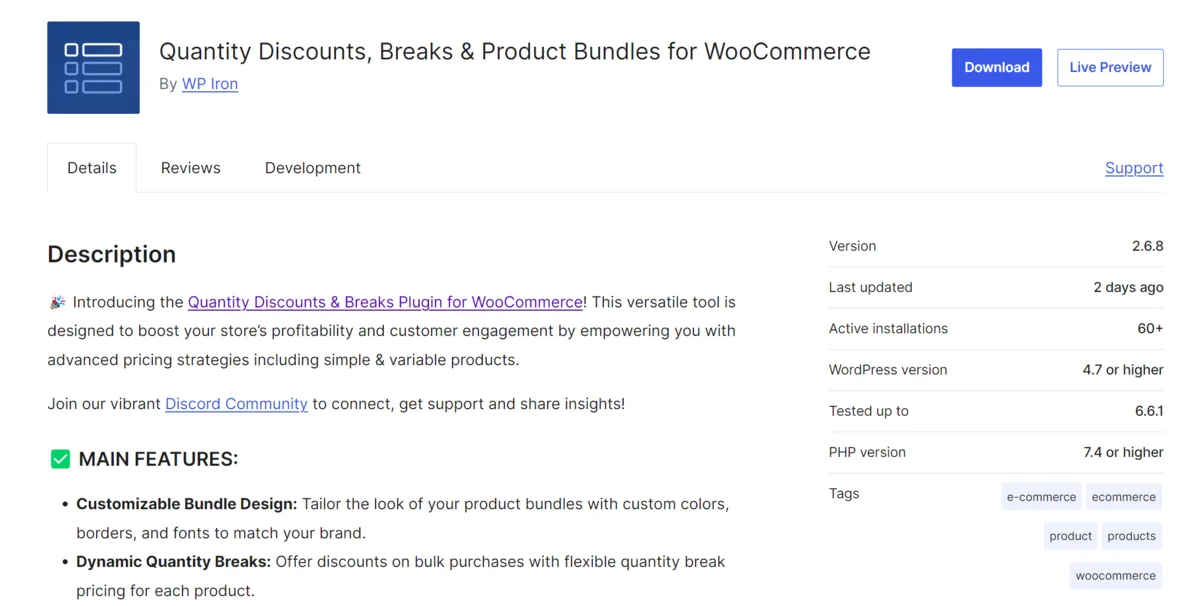 Quantity Breaks and Dynamic Pricing for WooCommerce WordPress page