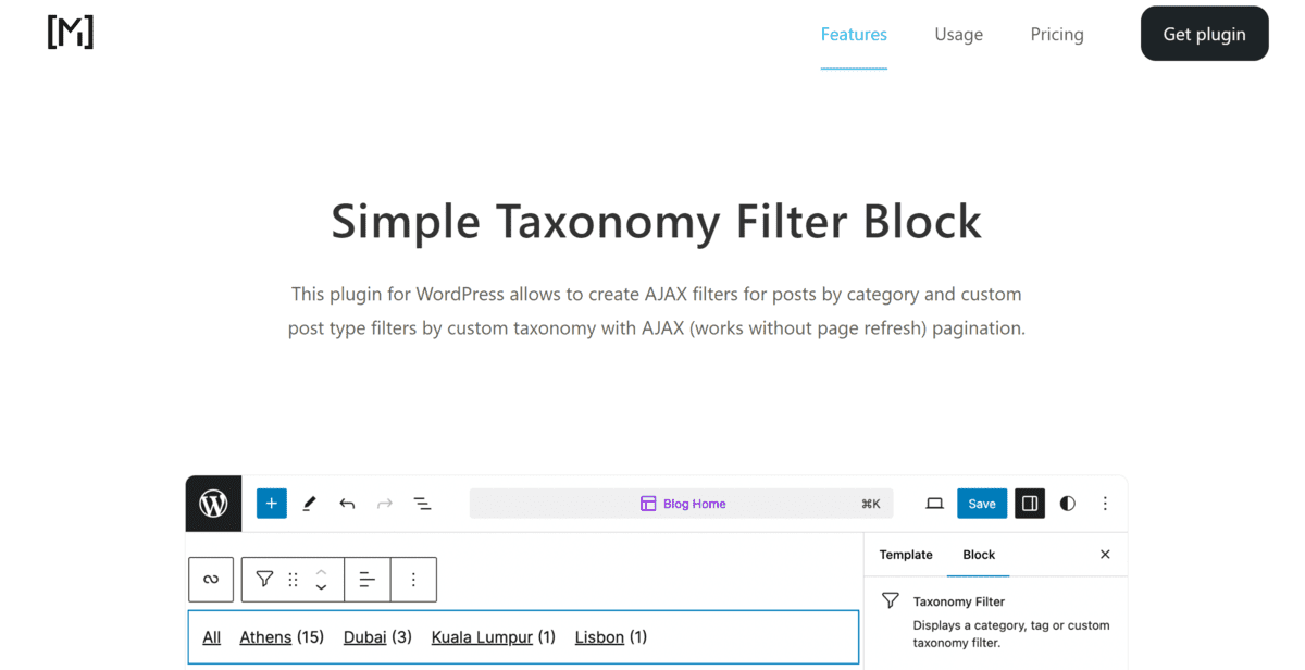 The Simple Taxonomy Filter Plugin website.