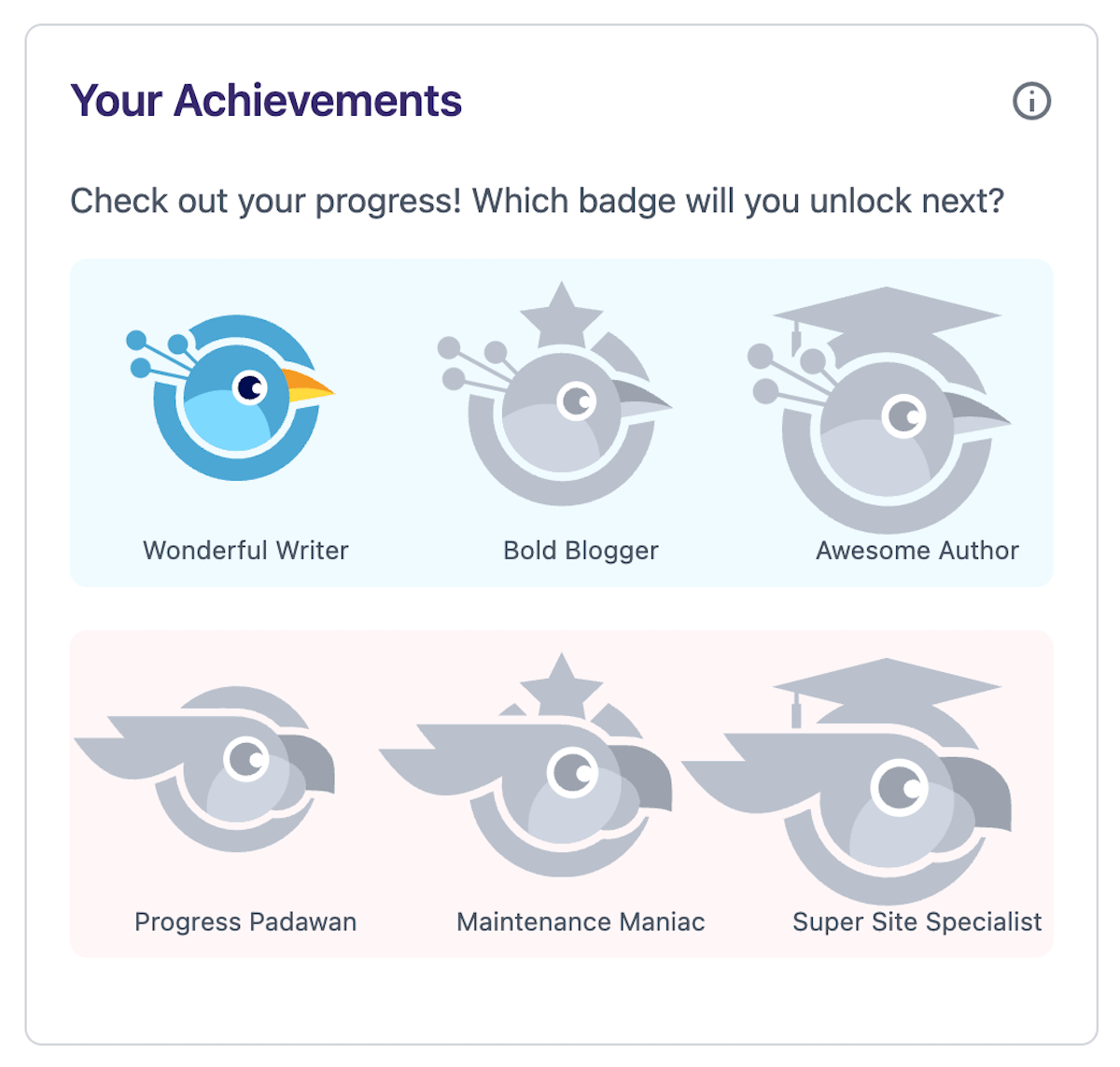 The You Achievements screen within Progress Planner showing gamified badges and awards for completing tasks.