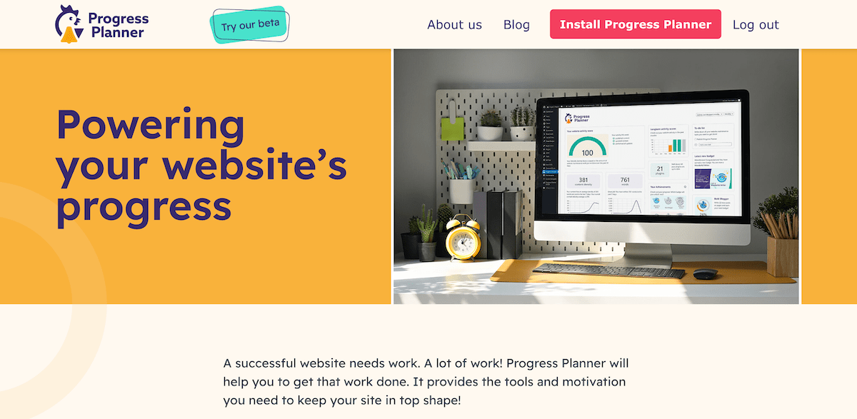 The Progress Planner plugin home page.