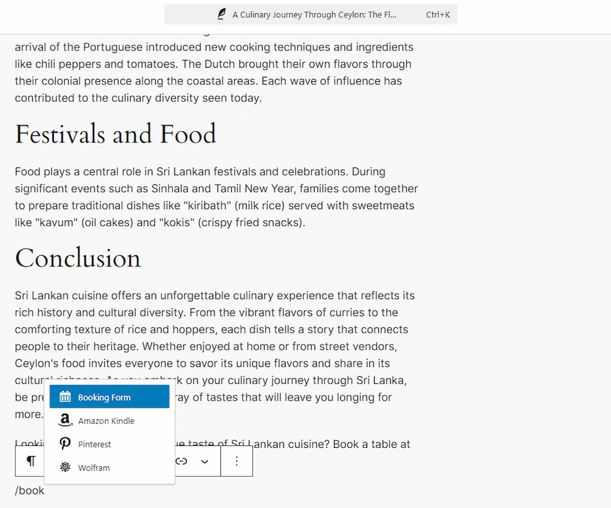 A screenshot of the plugin's Gutenberg Block