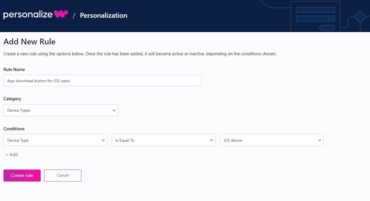 how to add a device type condition on PersonalizeWP