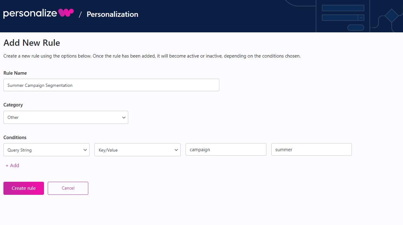 how to add a query string condition on PersonalizeWP