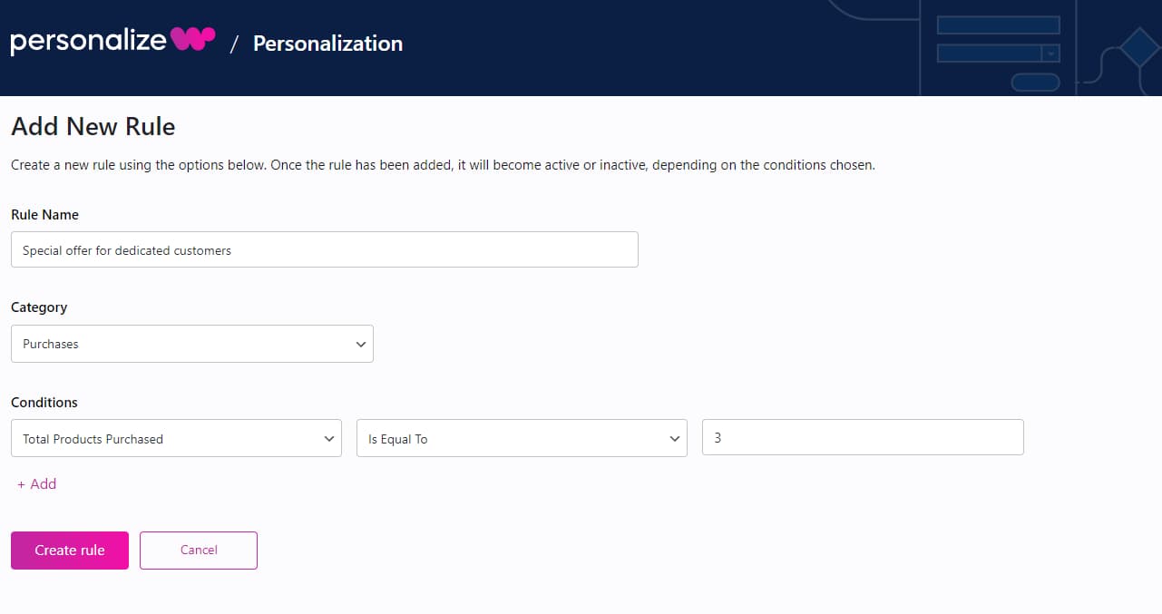 how to add a total products purchased condition on PersonalizeWP
