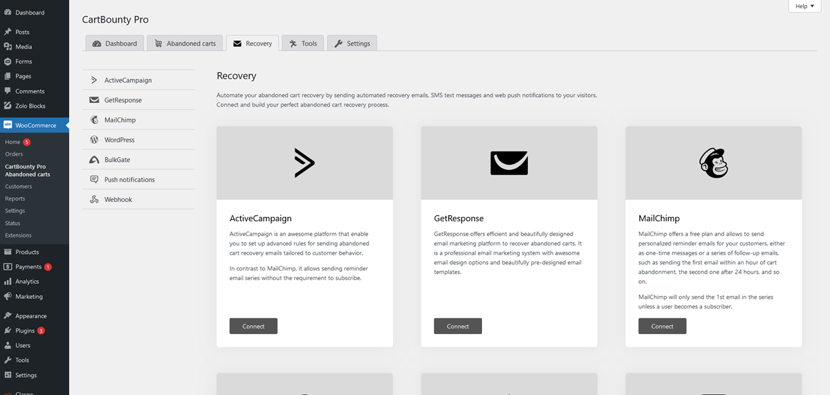 CartBounty Recovery Flow Tools and Integrations