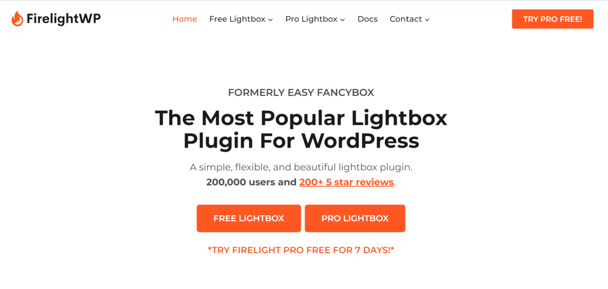 The Firelight Lightbox plugin website.