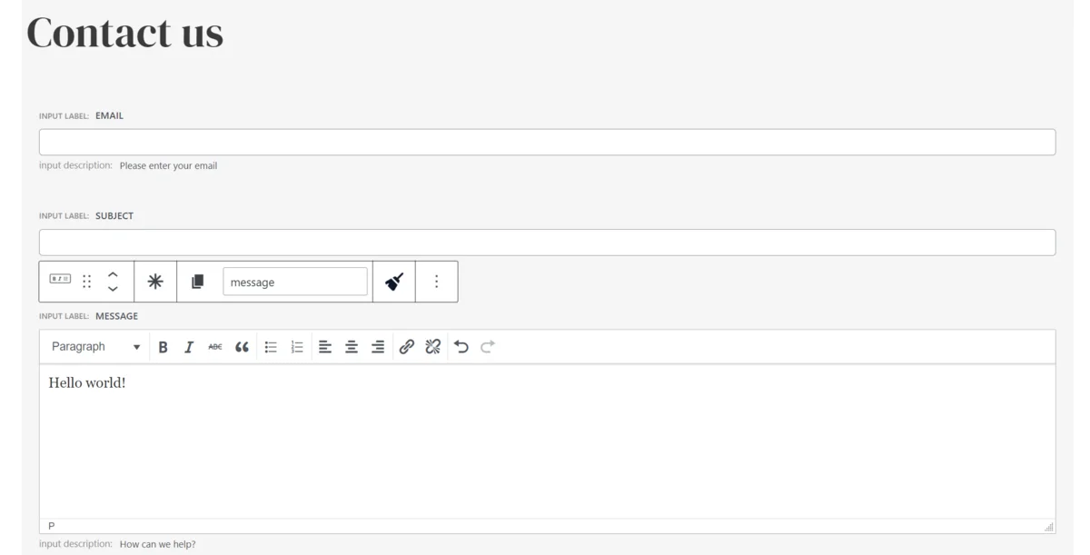 Setting up a contact form within JetFormsBuilder.