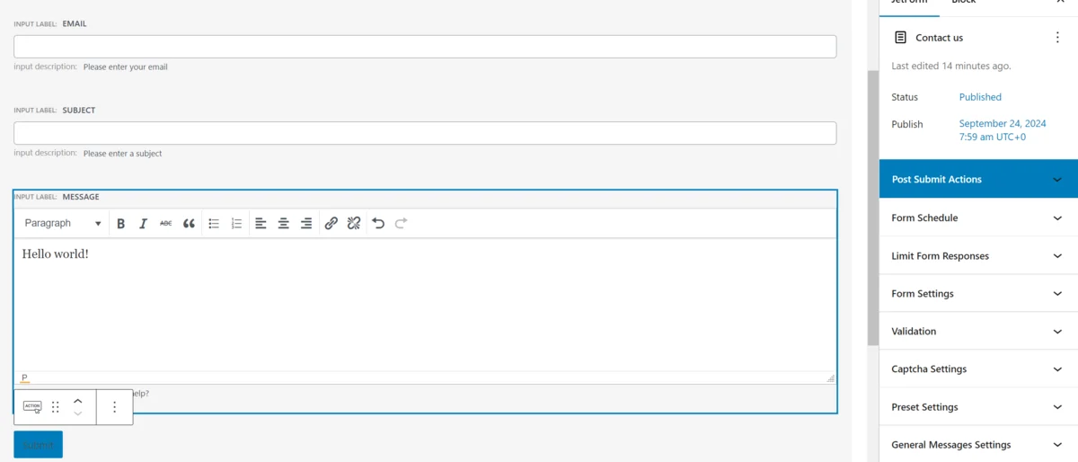The JetFormBuilder Form Settings screen within WordPress.