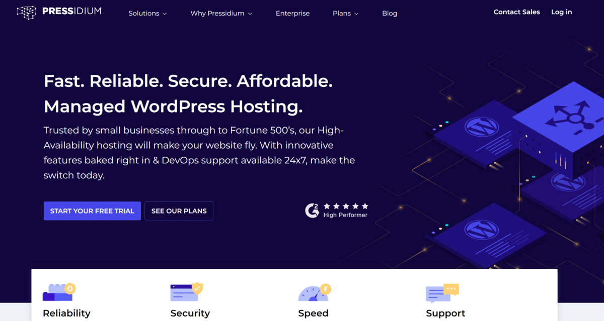 The Pressidium managed WordPress hosting website.