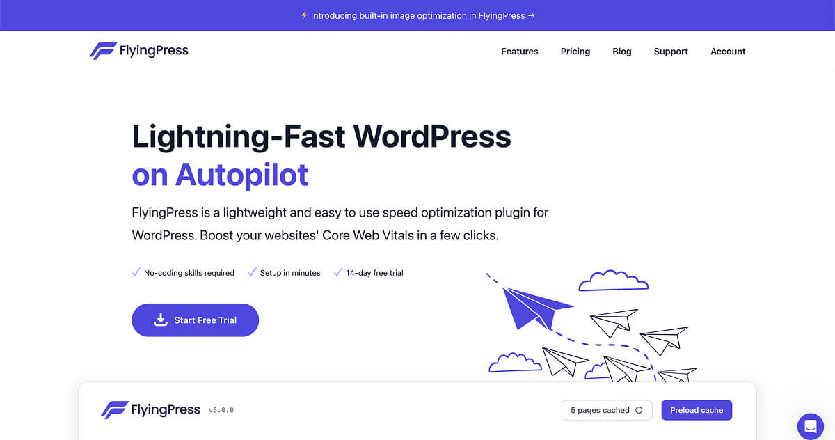 FlyingPress' website homepage.
