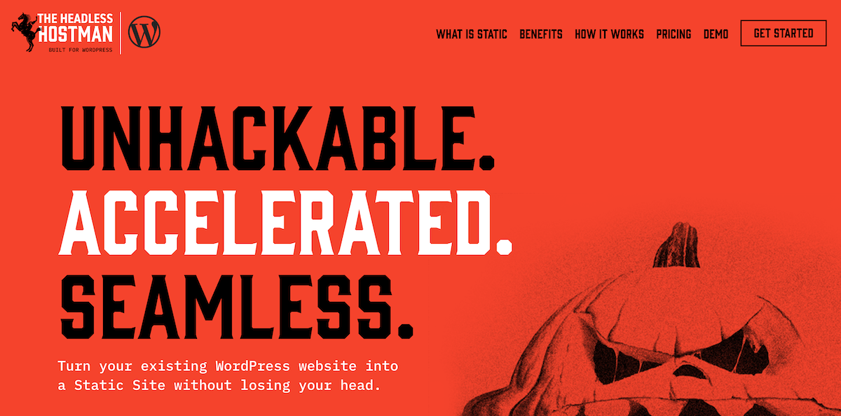 The home page for the Headless Hostman plugin and static WordPress hosting service.