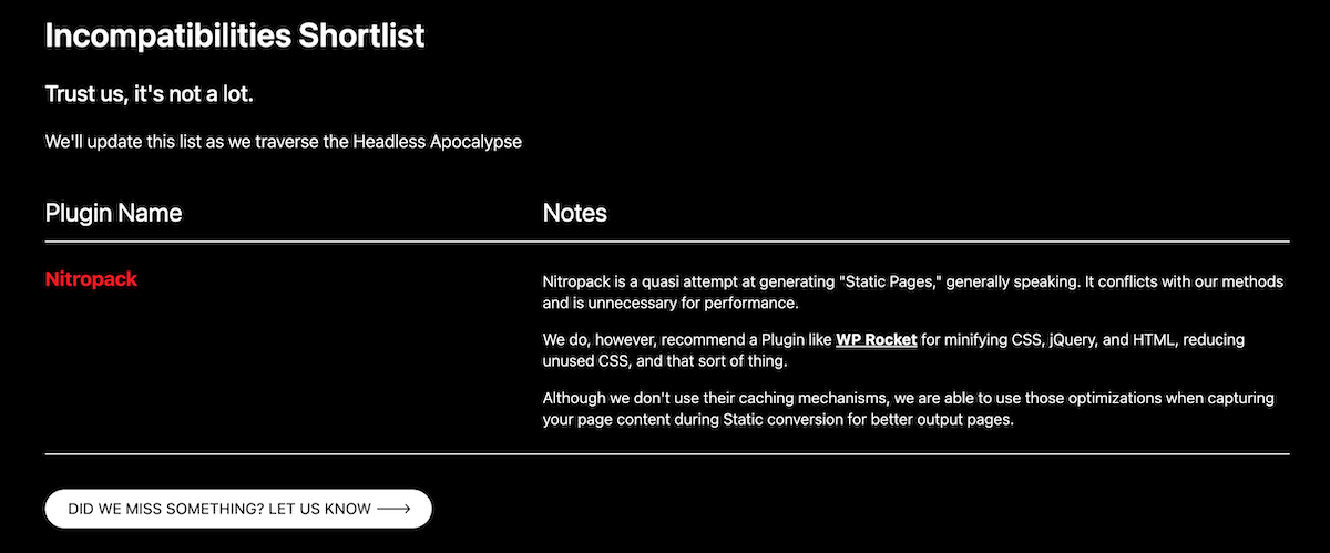 The Incompatibilities Screen within Headless Hostman.