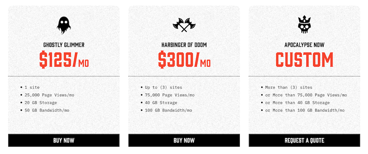 The Headless Hostman pricing page.
