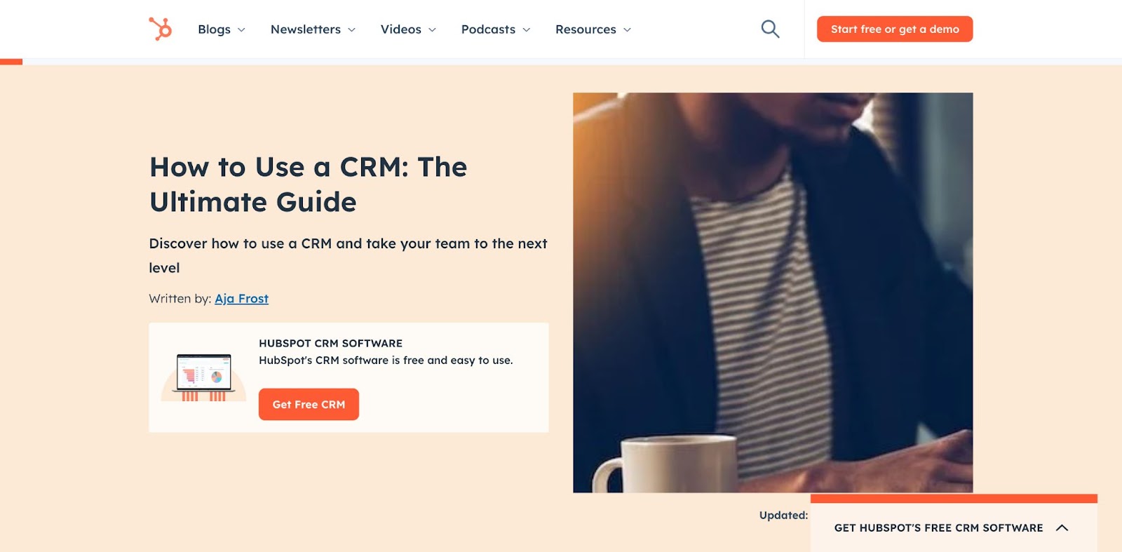 HubSpot's topic cluster page for "How to Use a CRM".