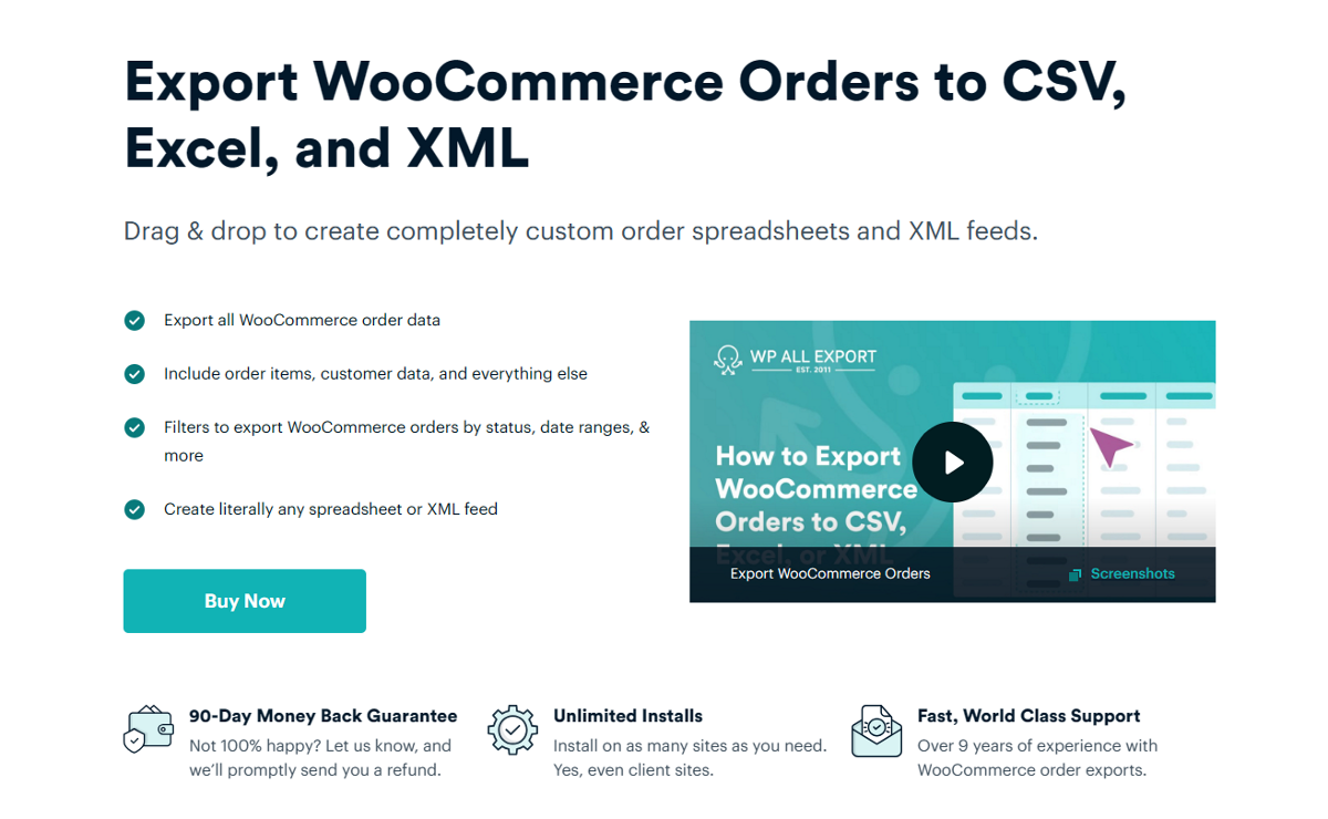 The WP All Export plugin home page.