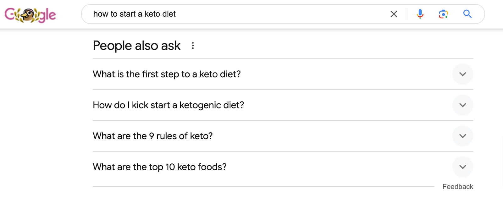 The Google search screen showing the People also ask results for a term.