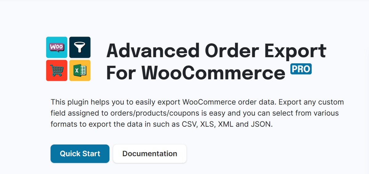 The Advanced Order Export for WooCommerce home page.