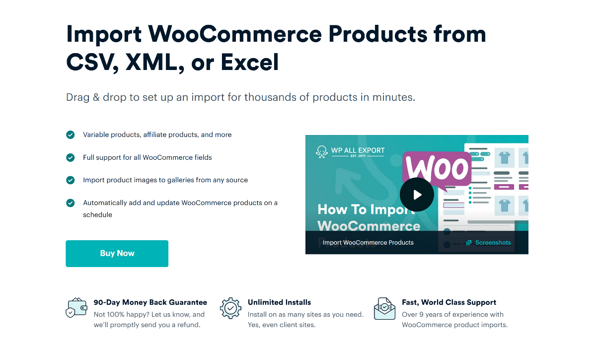 The WP All Import home page.