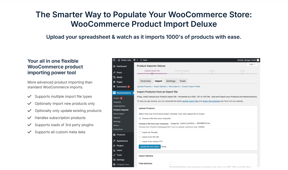 The Product Importer Deluxe plugin home page.