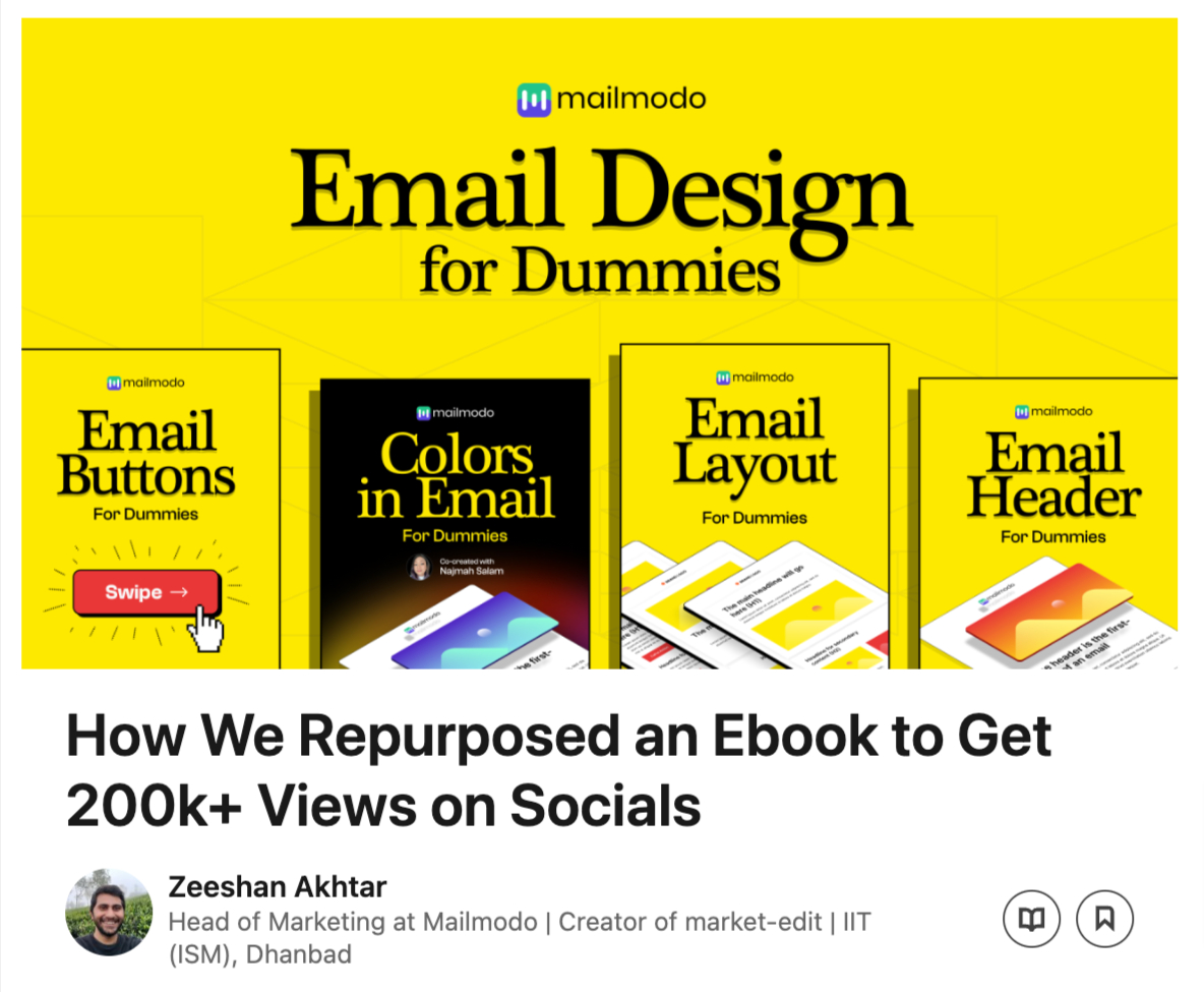 Mailmodo's email design e-books landing page.