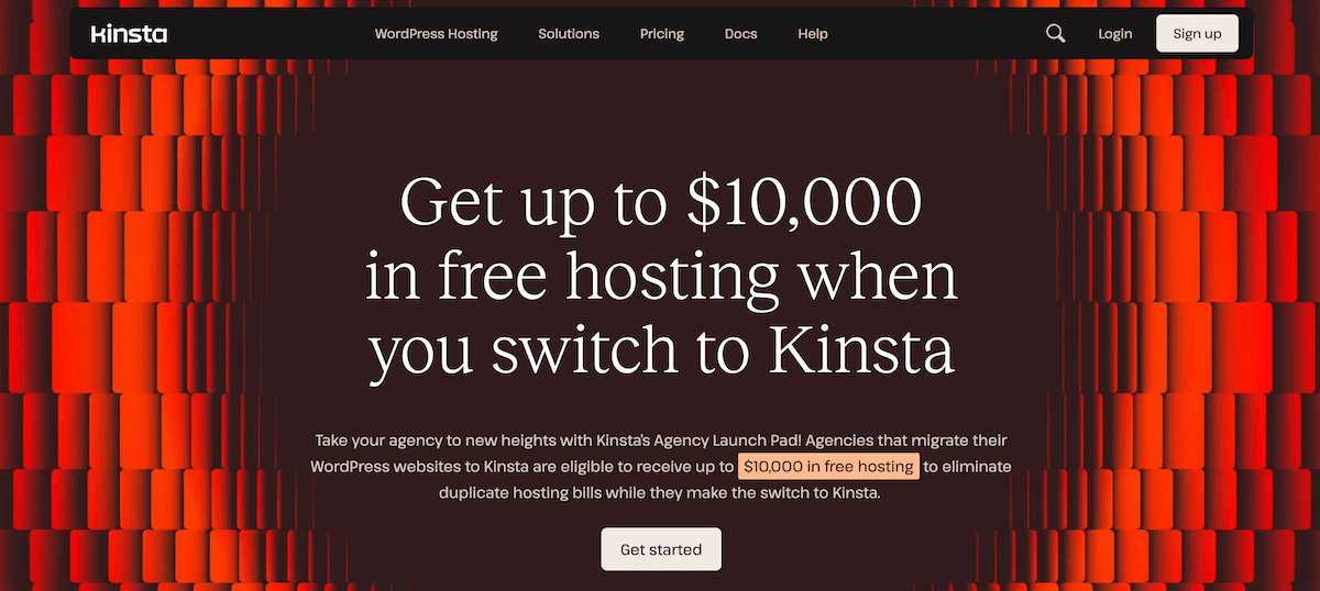 The Kinsta Agency Launch Pad home page.