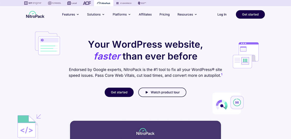 Nitropack's website homepage.