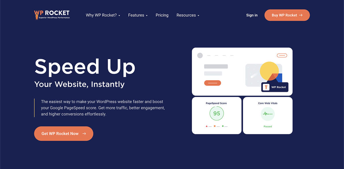 WP Rocket's website homepage.