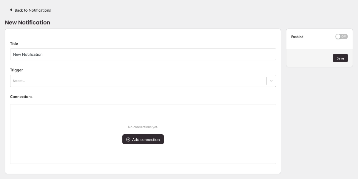 The Notification Master new notification form.