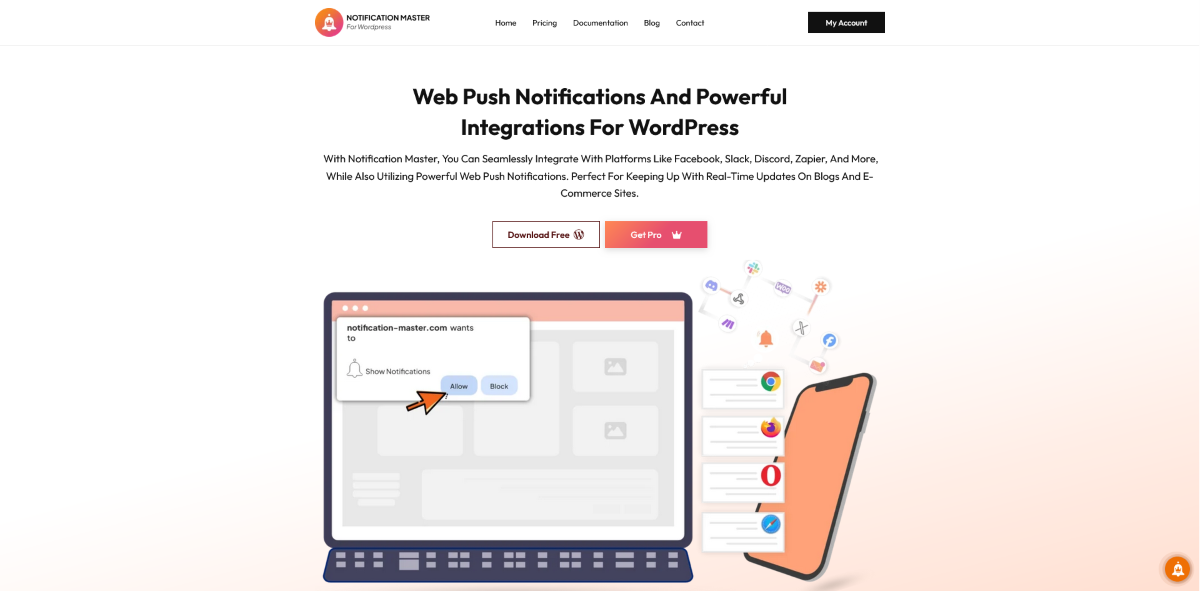 The Notification Master home page.