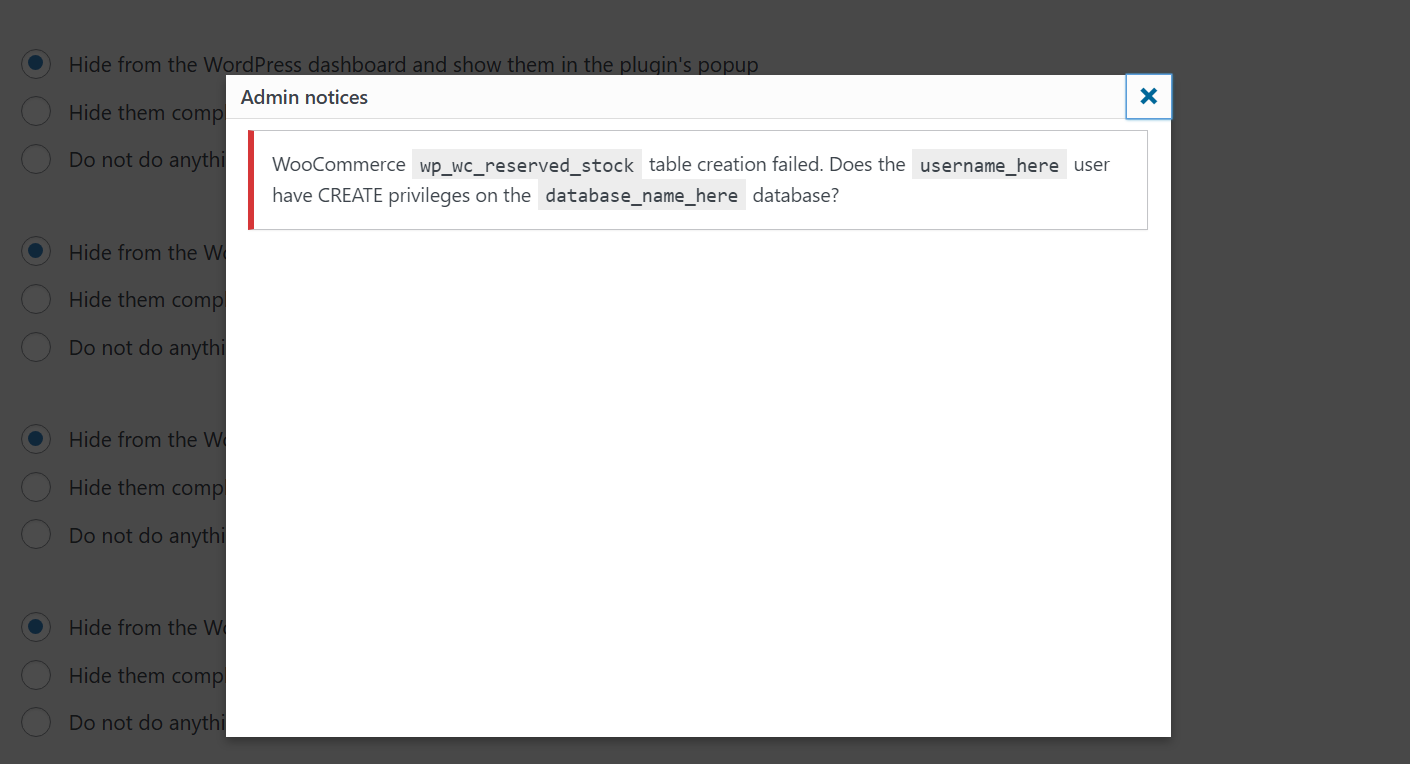 Displaying admin notices using a popup within WordPress.