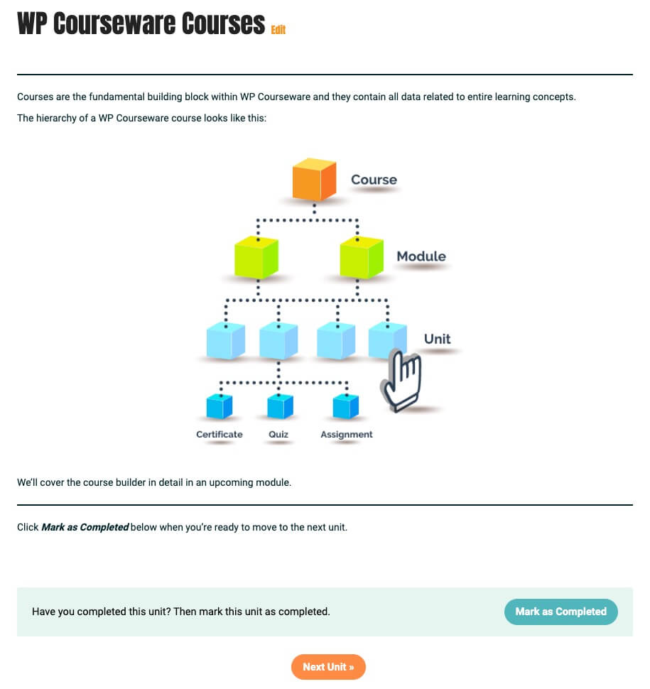 Course units in WP Courseware.