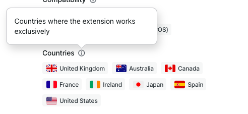 The supported countries for the Square payments plugin for WooCommerce.