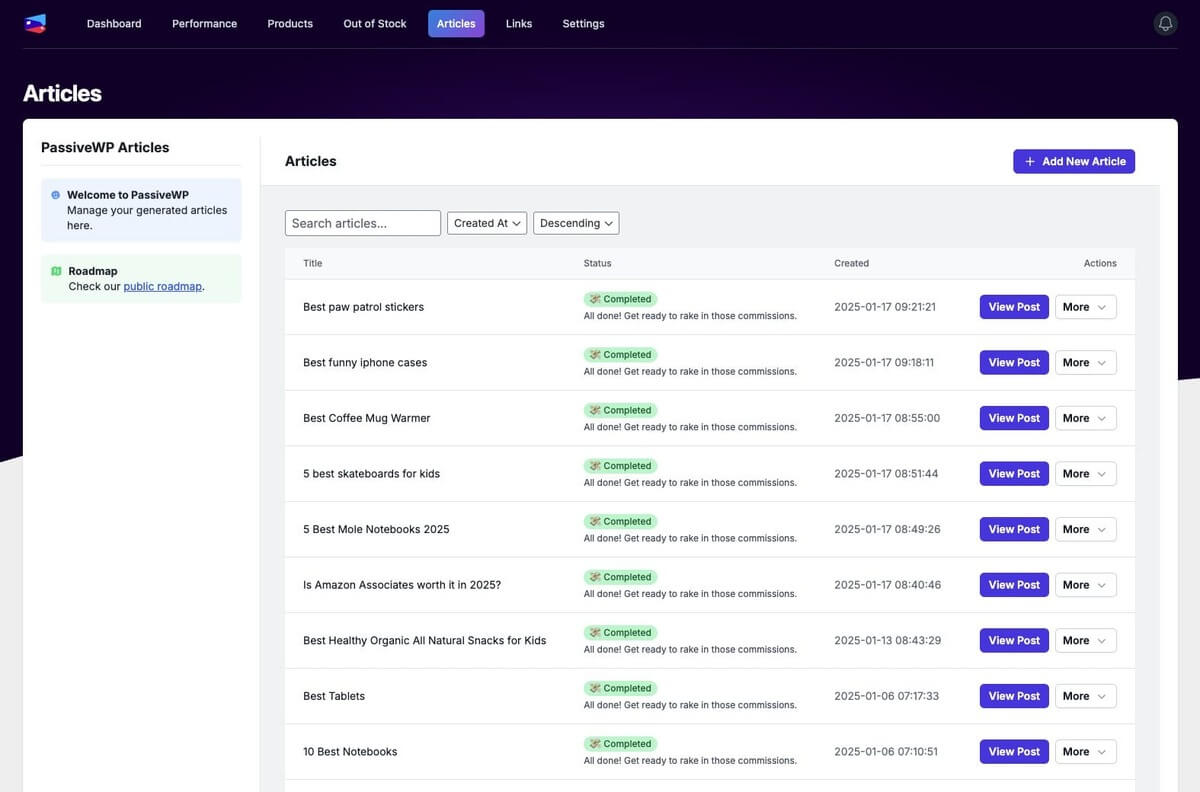 PassiveWP's AI-generated articles with real product data and automatic monetization.