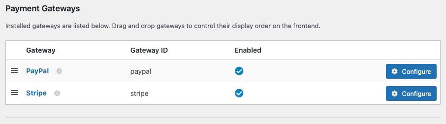 Payment gateway options in WP Courseware.