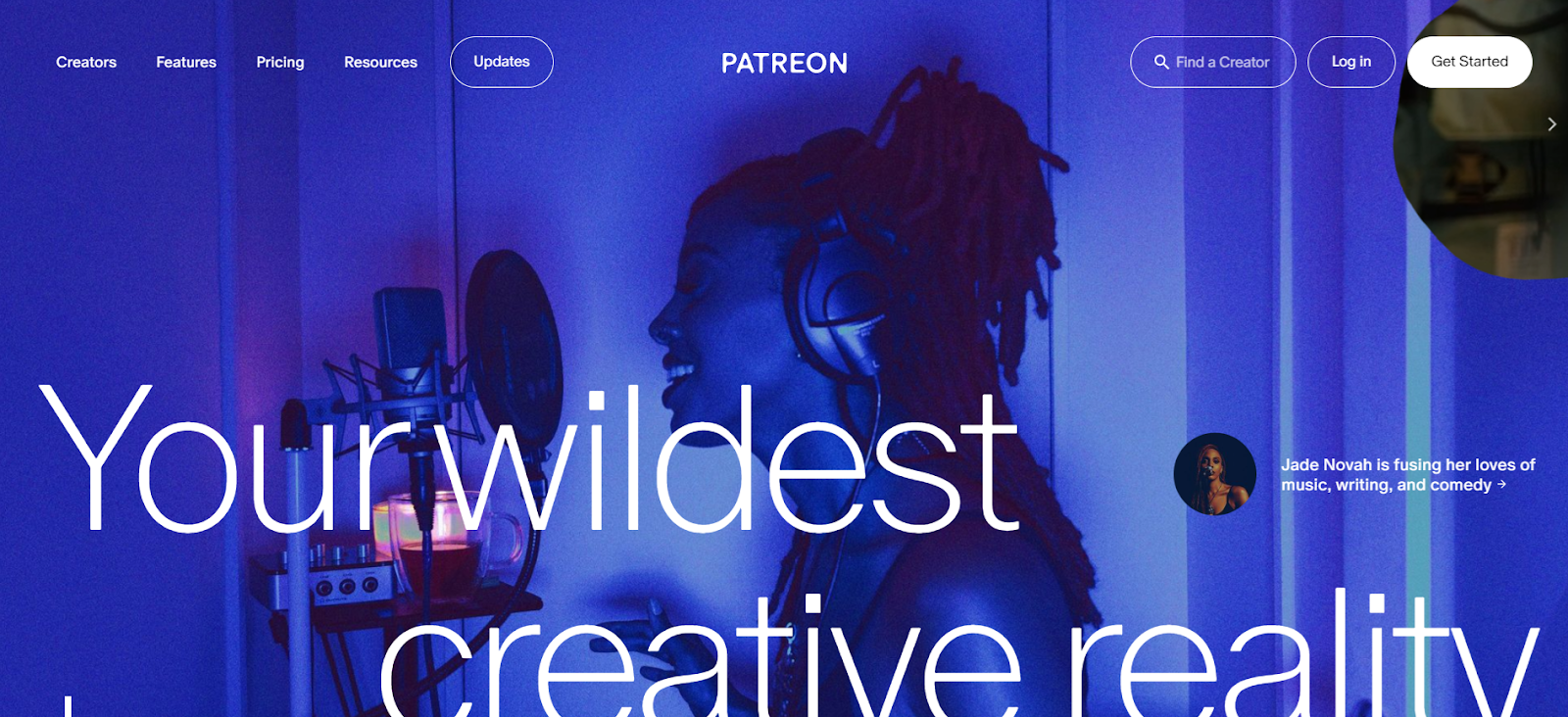 The Patreon home page.