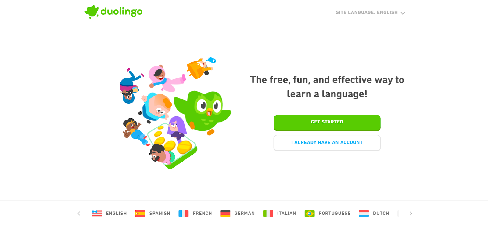 The Duolingo webssite.
