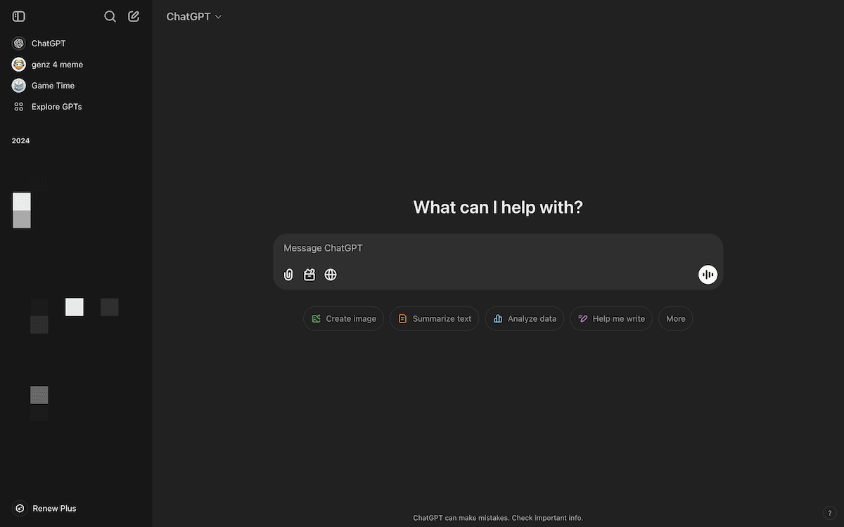 The ChatGPT interface.