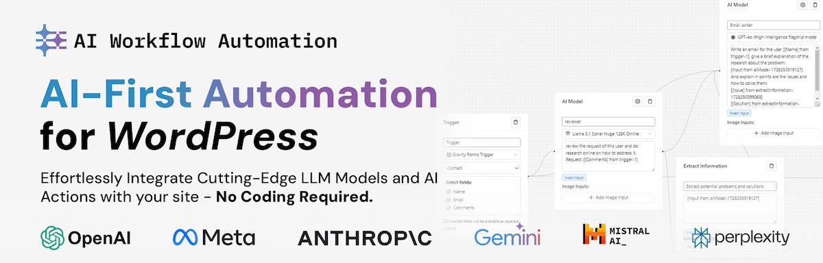 The AI Workflow Automation plugin header image from WordPress.org.