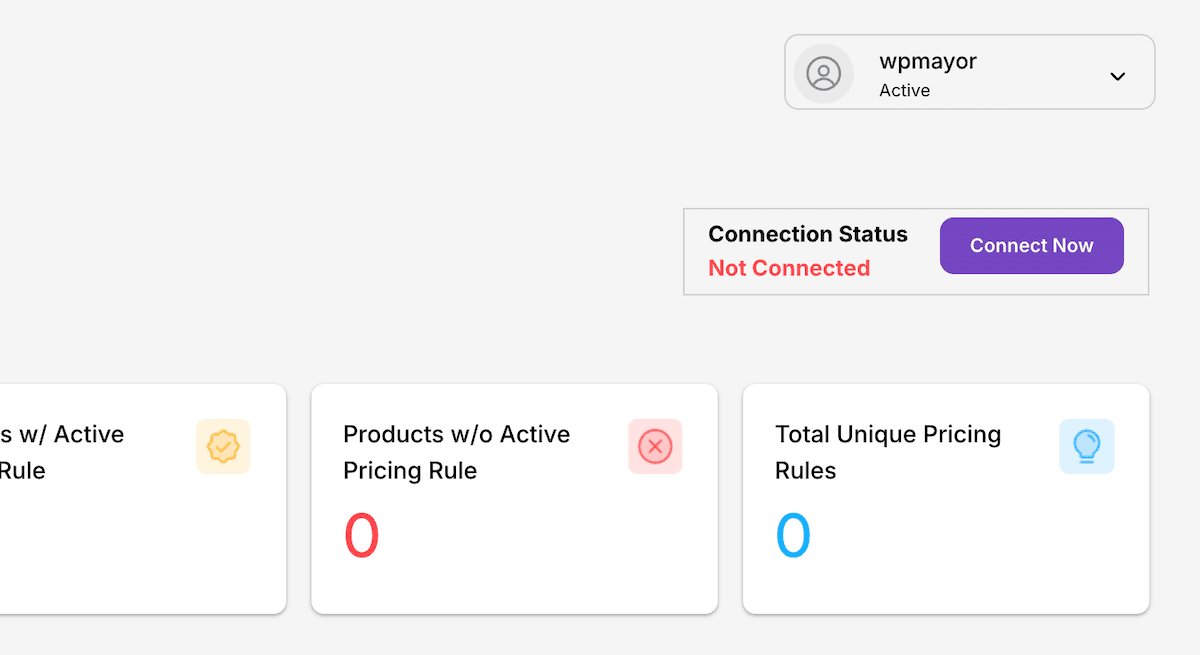 The Connect Now button on the Flex Pricing dashboard page.