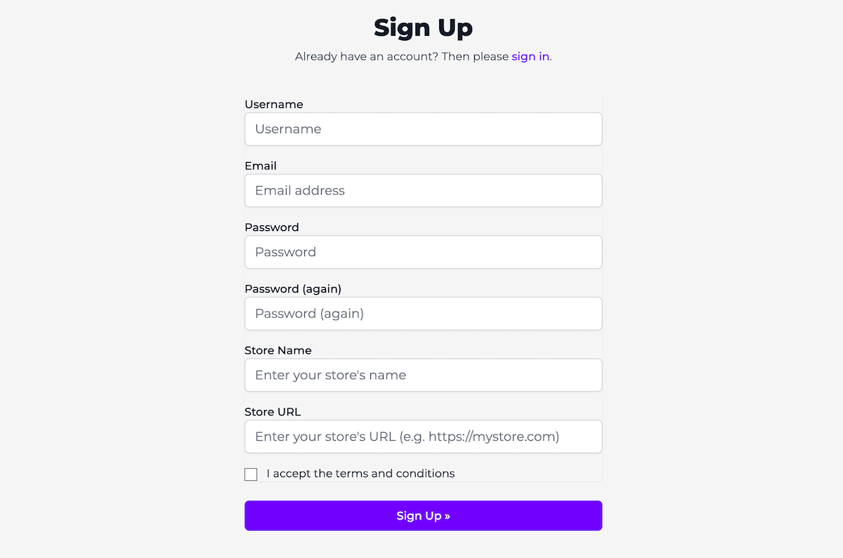 The Flex Pricing signup screen.