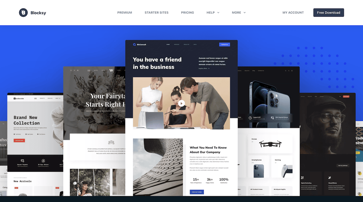 The Blocksy home page.