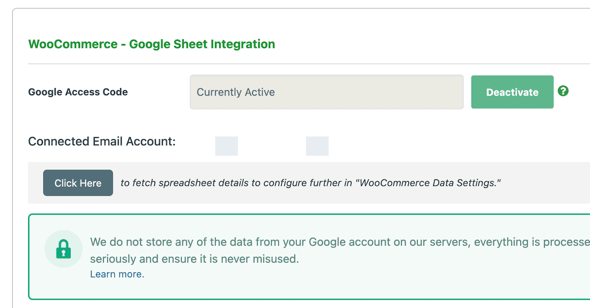 The option in WordPress to fetch spreadsheet names and files.
